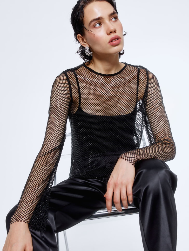 вечерний топ из сетки со стразами 4680798754338 фотография
