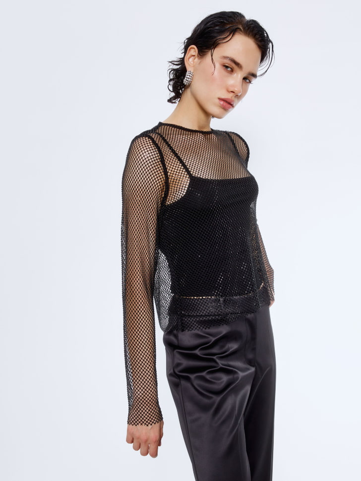 вечерний топ из сетки со стразами 4680798754338 по низкой цене