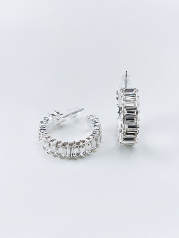 Серьги-кольца с кристаллами, арт. 15747