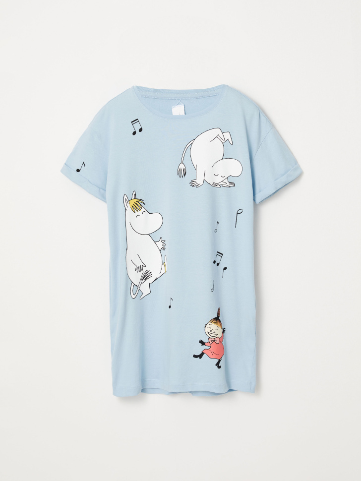 Ночная сорочка с принтом Moomin Муми Тролль для девочек (голубой, 146-152 (11-12 YEARS)) sela 4680129041069