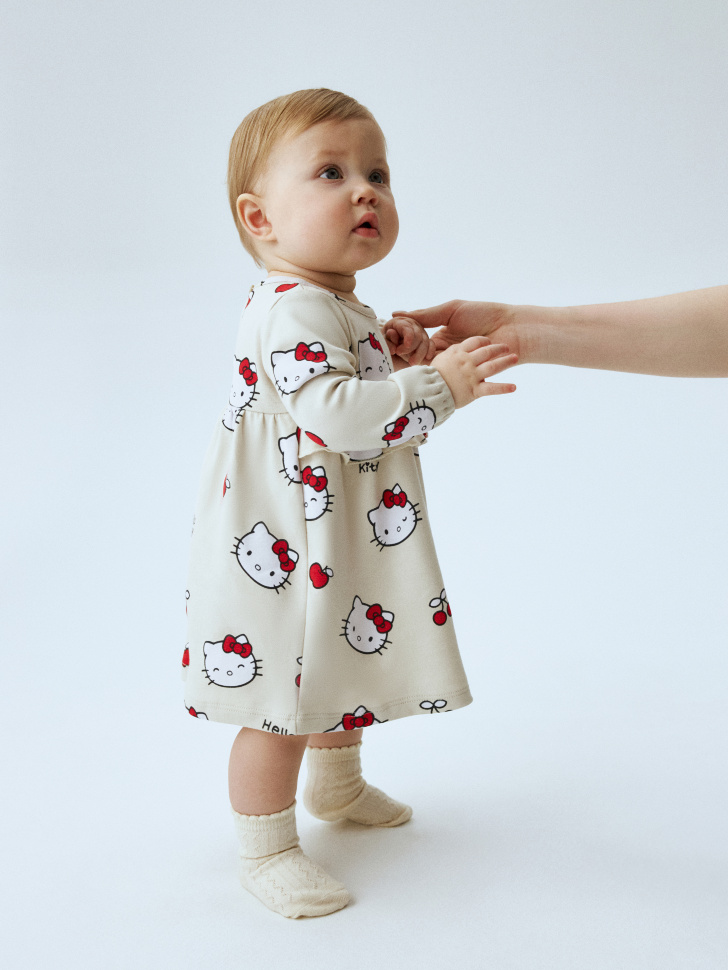 

Трикотажное платье с принтом Hello Kitty для малышей