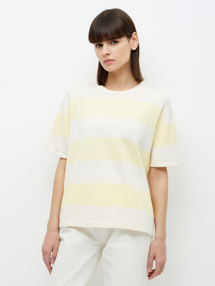 

Вязаная футболка в полоску, Желтый