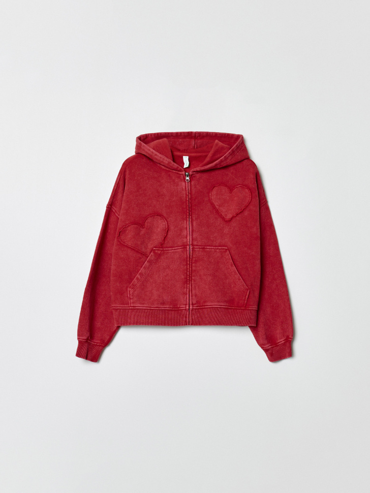 Толстовка оверсайз SELA с аппликацией, красный, арт. 35785