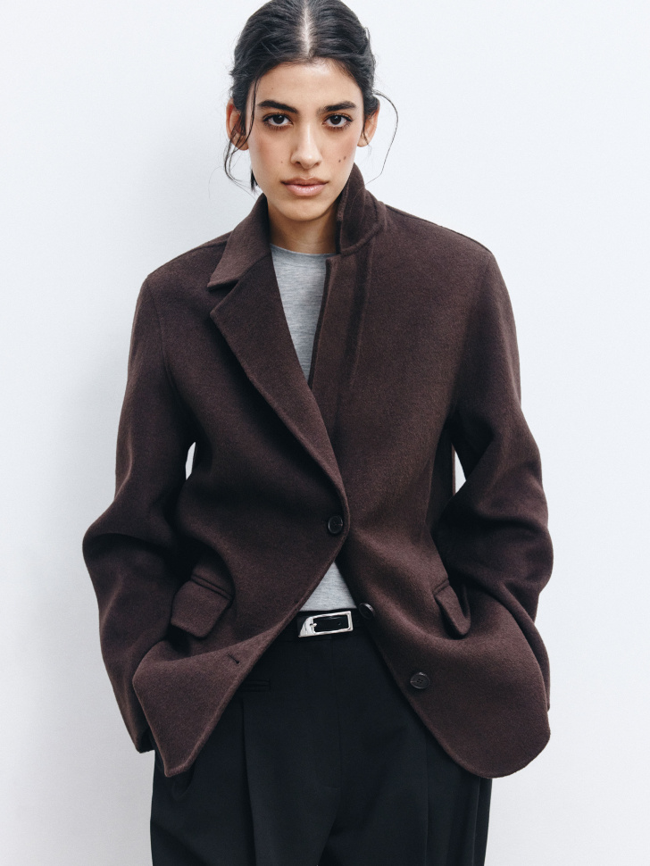 

Однобортное пальто с высоким содержанием шерсти премиум качества, SL6803011114