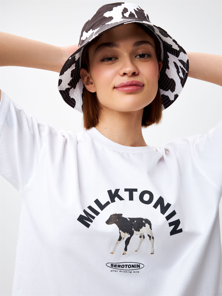 

Хлопковая панама с анималистичным принтом