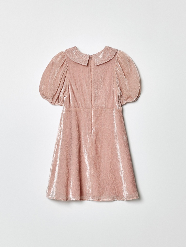 нарядное платье с бархатным эффектом для девочек из вискозы спереди