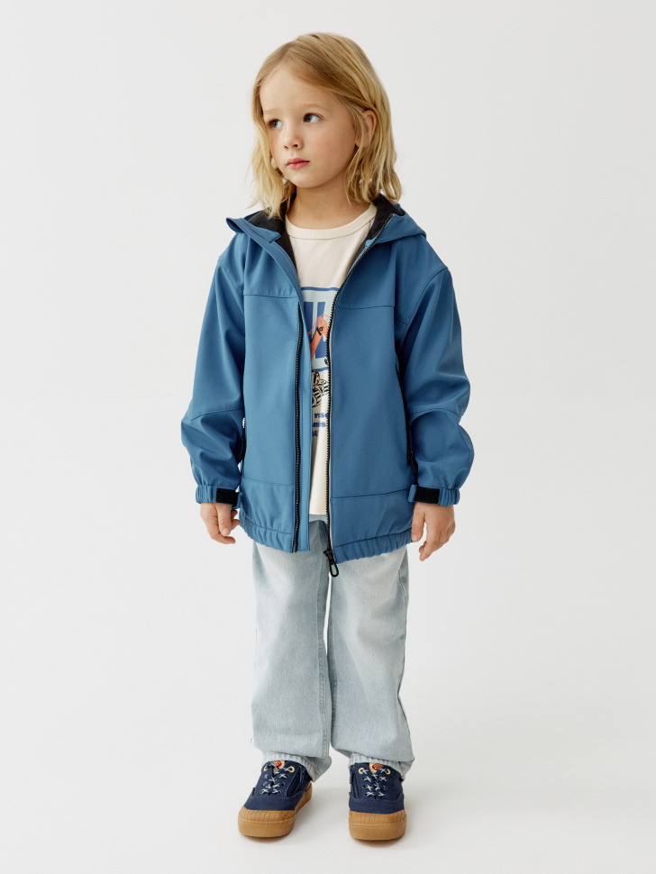 ветровка из softshell на флисе для мальчиков от бренда sela вид слева