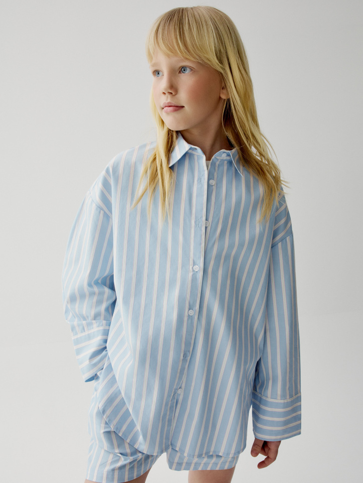 Рубашка оверсайз в полоску для девочек 2299₽