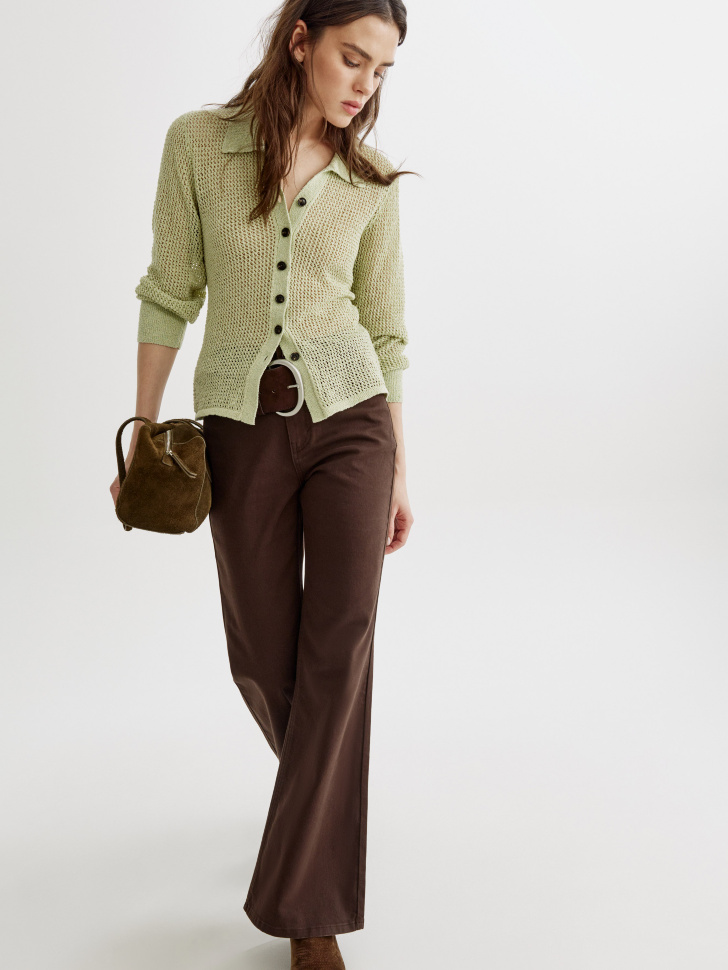 Джинсы клеш Sela со средней посадкой, коричневый, арт. 42864