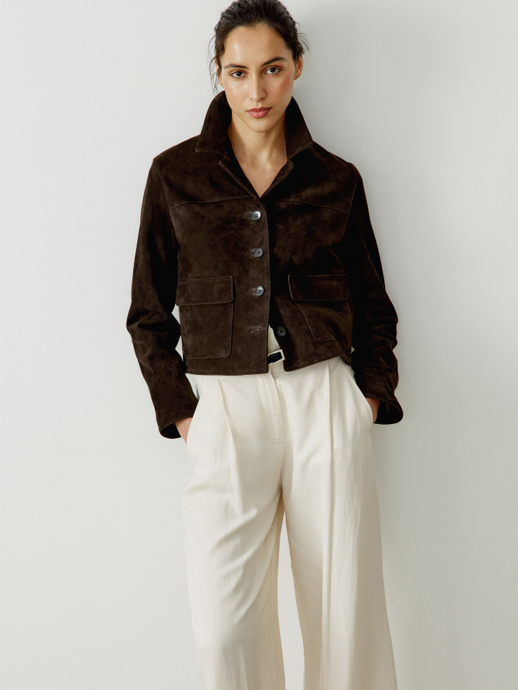 Короткая куртка Sela из замши, коричневый, арт. 54310