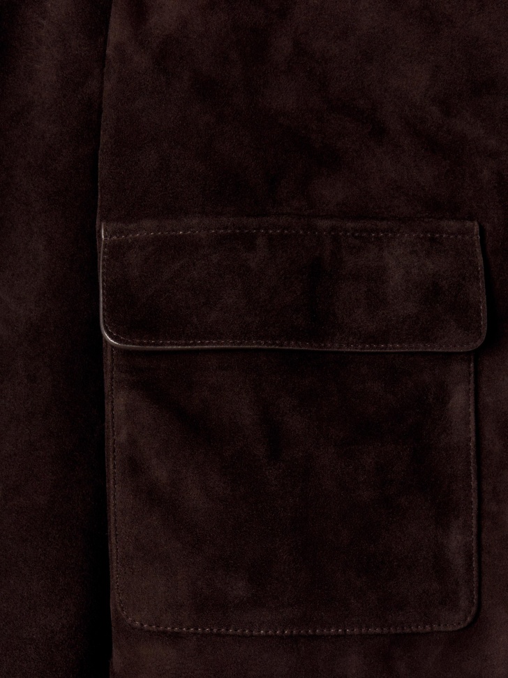 короткая куртка из натуральной замши премиум качества для взрослого возраста с изнаночной стороны