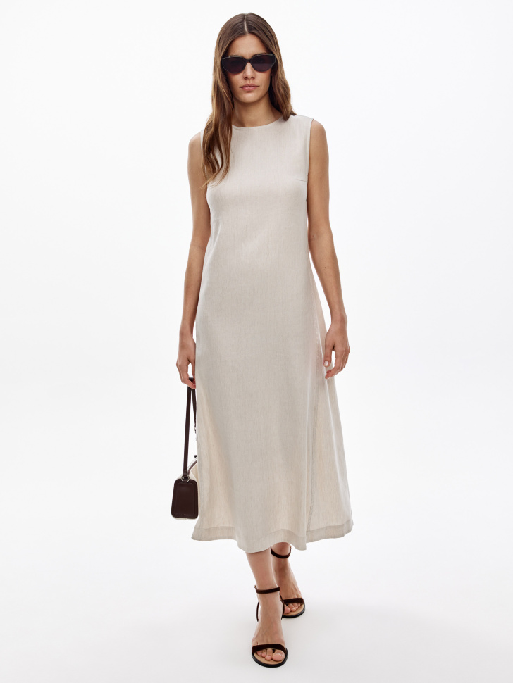 Платье миди Sela из смесового льна, бежевый, арт. 52637