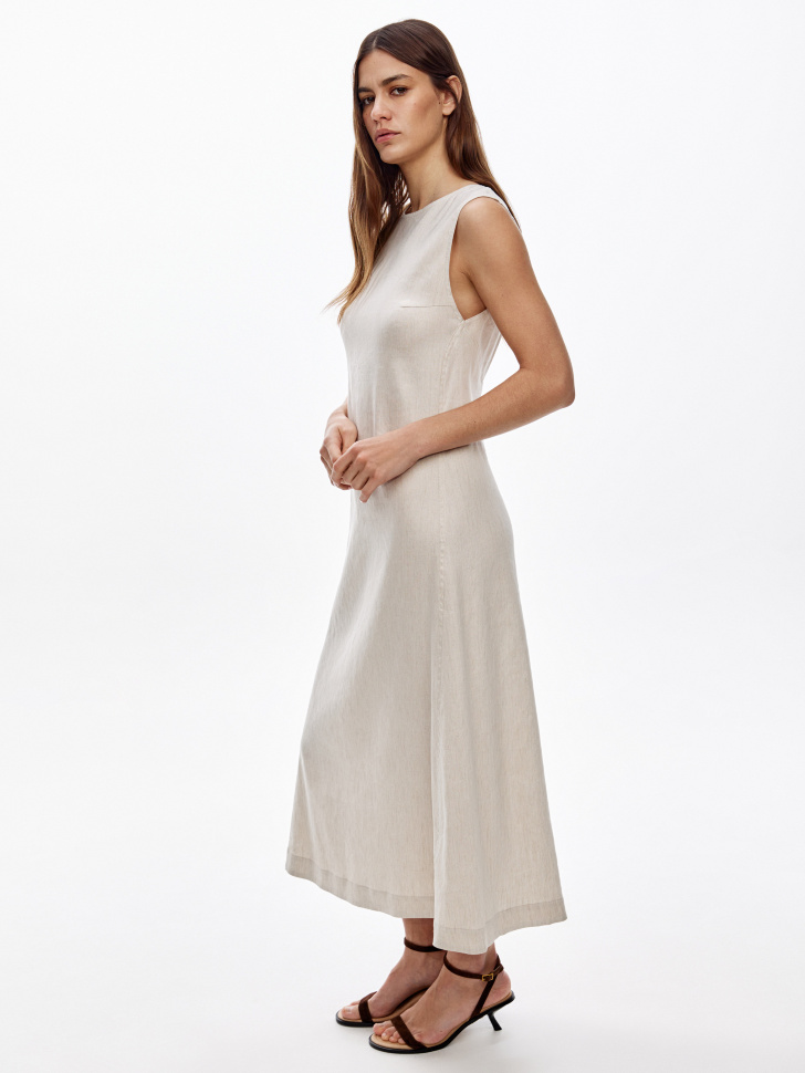 платье миди из смесового льна из россии вид сбоку