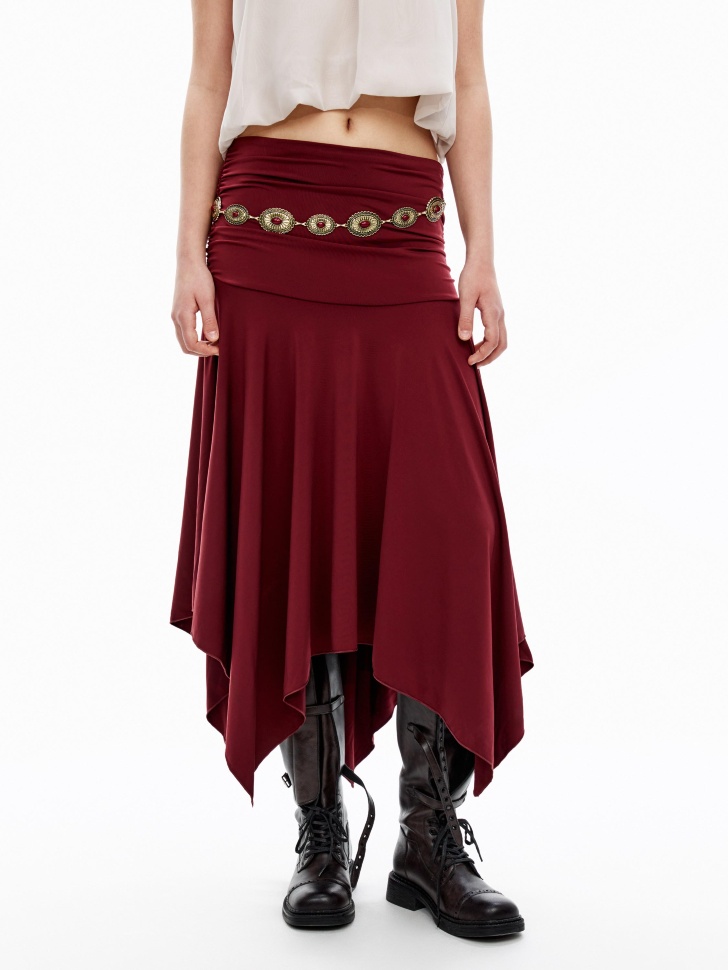 Асимметричная юбка миди SELA Young, бордовый, арт. 52243