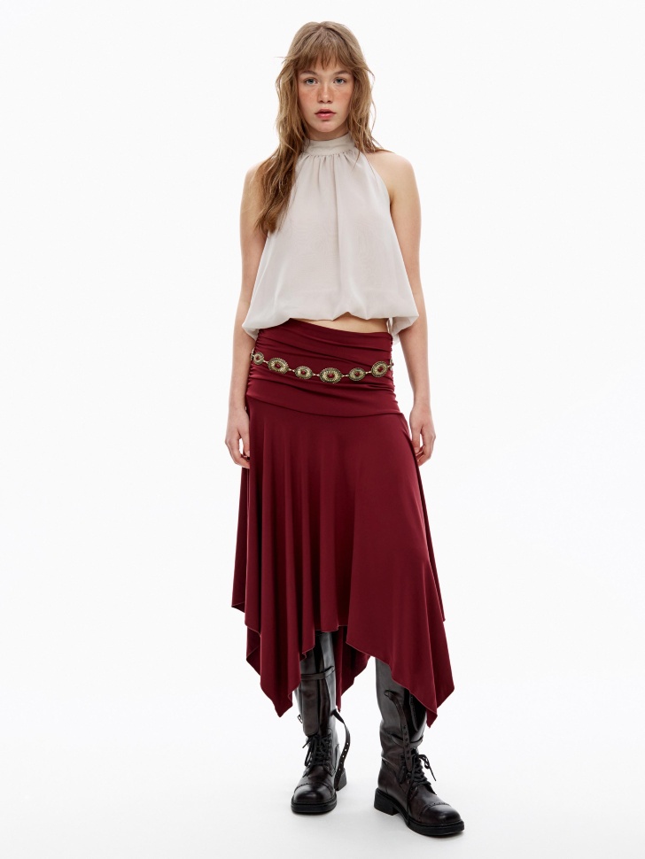 асимметричная юбка миди с клиньями из линейки  young по цене 2999 руб вид справа