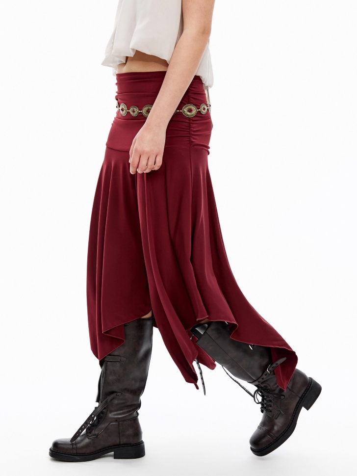 асимметричная юбка миди с клиньями из линейки  young из россии вид сбоку