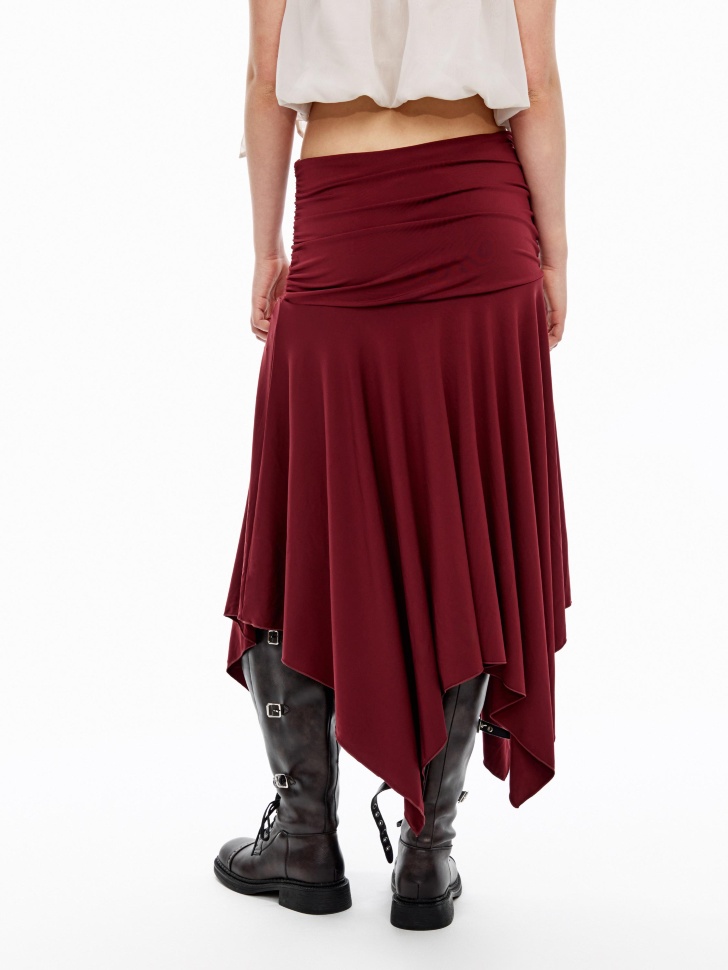 асимметричная юбка миди с клиньями из линейки  young из трикотажа спереди