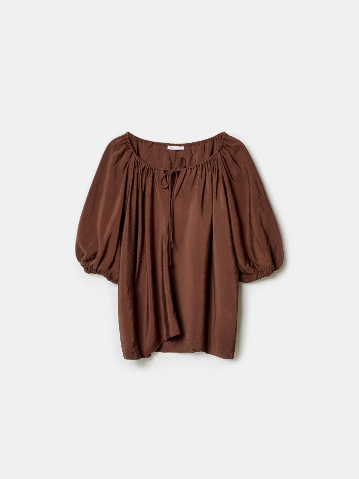 Блуза оверсайз Sela из жатой ткани, коричневый, арт. 49500