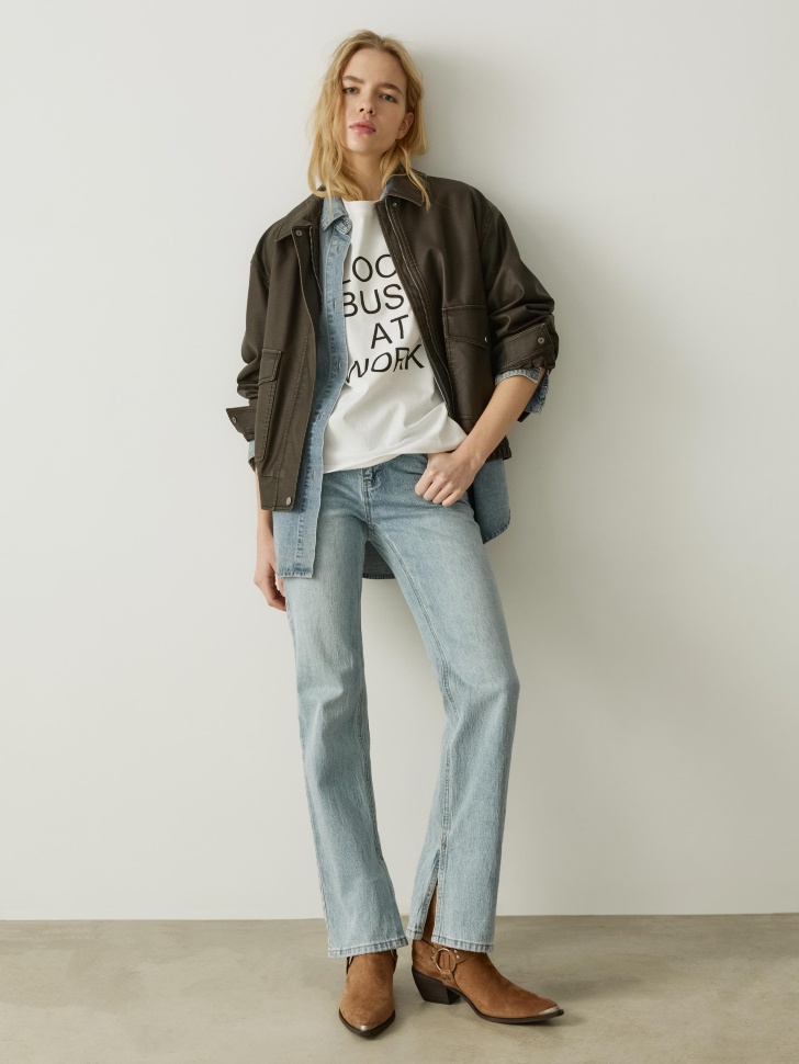 джинсы flared из хлопка спереди