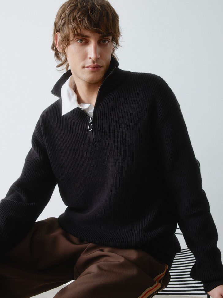 вязаный джемпер с воротом на молнии 4610517247261 фотография