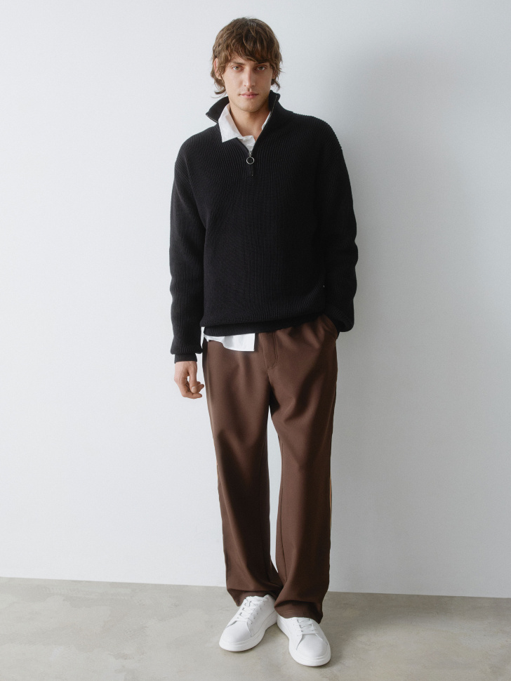 вязаный джемпер с воротом на молнии 4610517247261 по акции