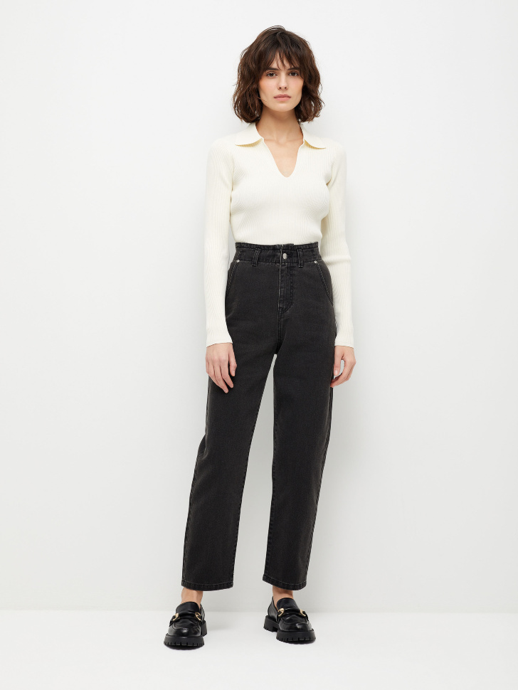 

Джинсы paperbag fit, Серый