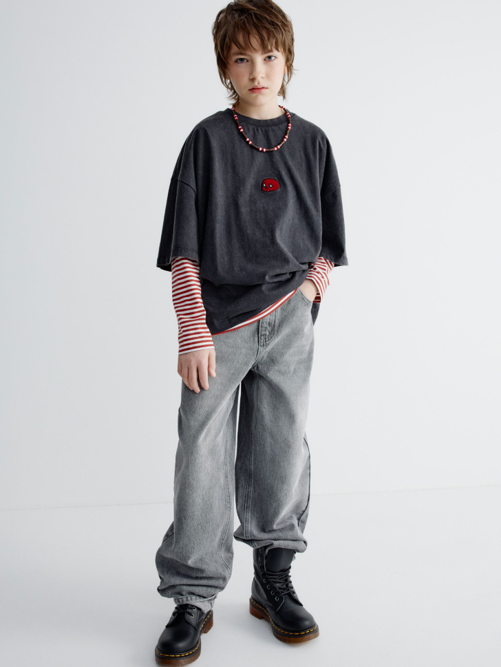 футболка оверсайз с принтом для мальчиков от бренда sela вид слева