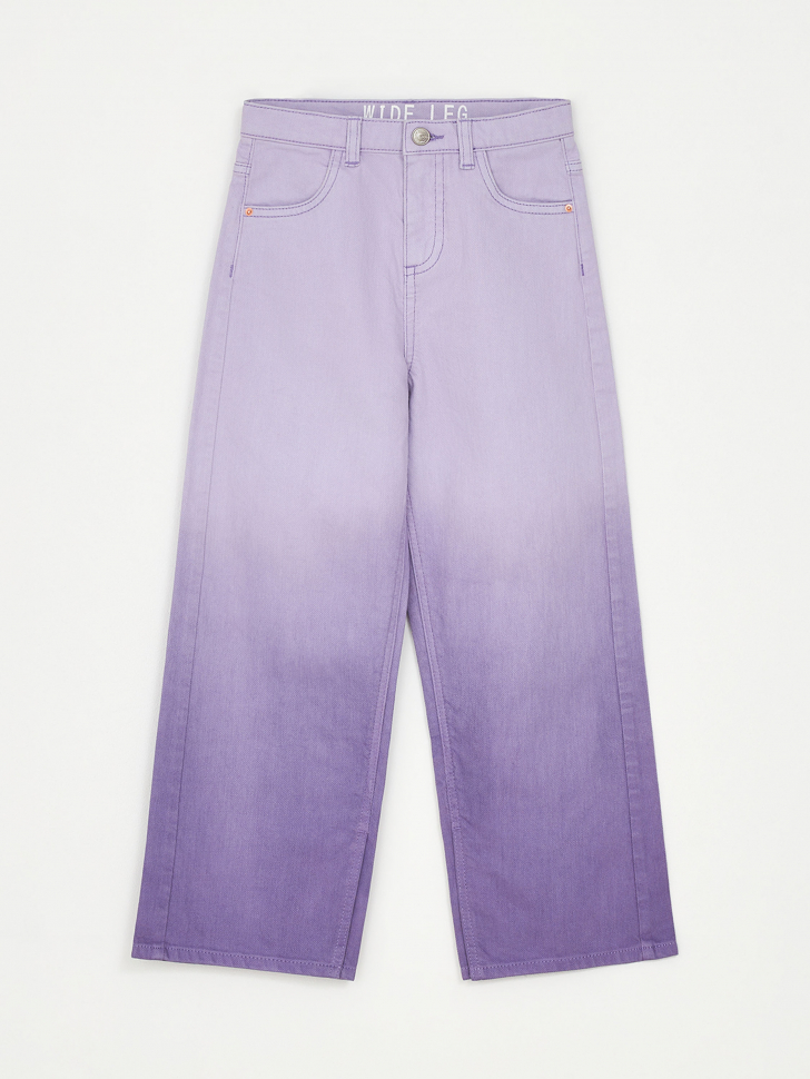 Широкие джинсы с разрезами для девочек (фиолетовый, 152)