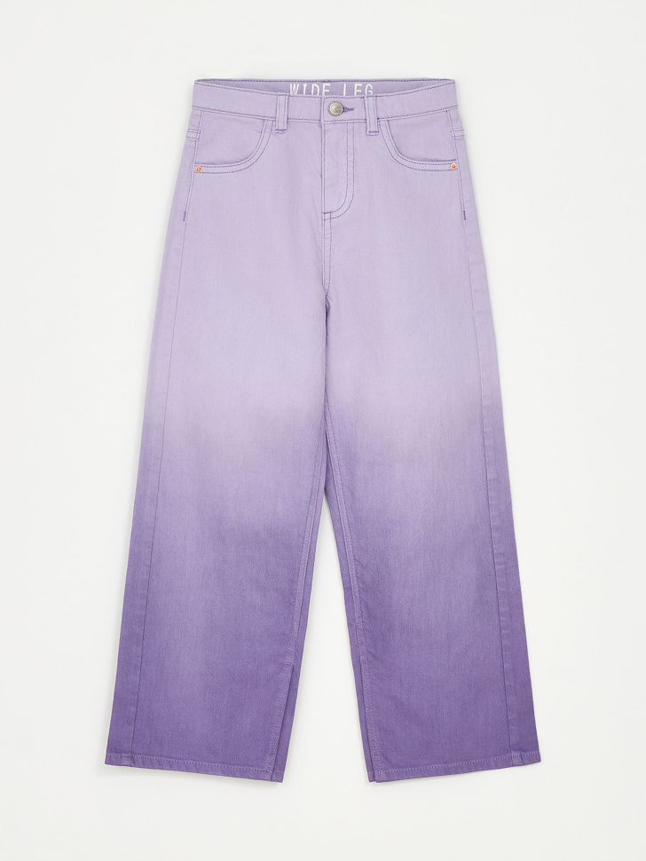 Широкие джинсы с разрезами для девочек (фиолетовый, 152)