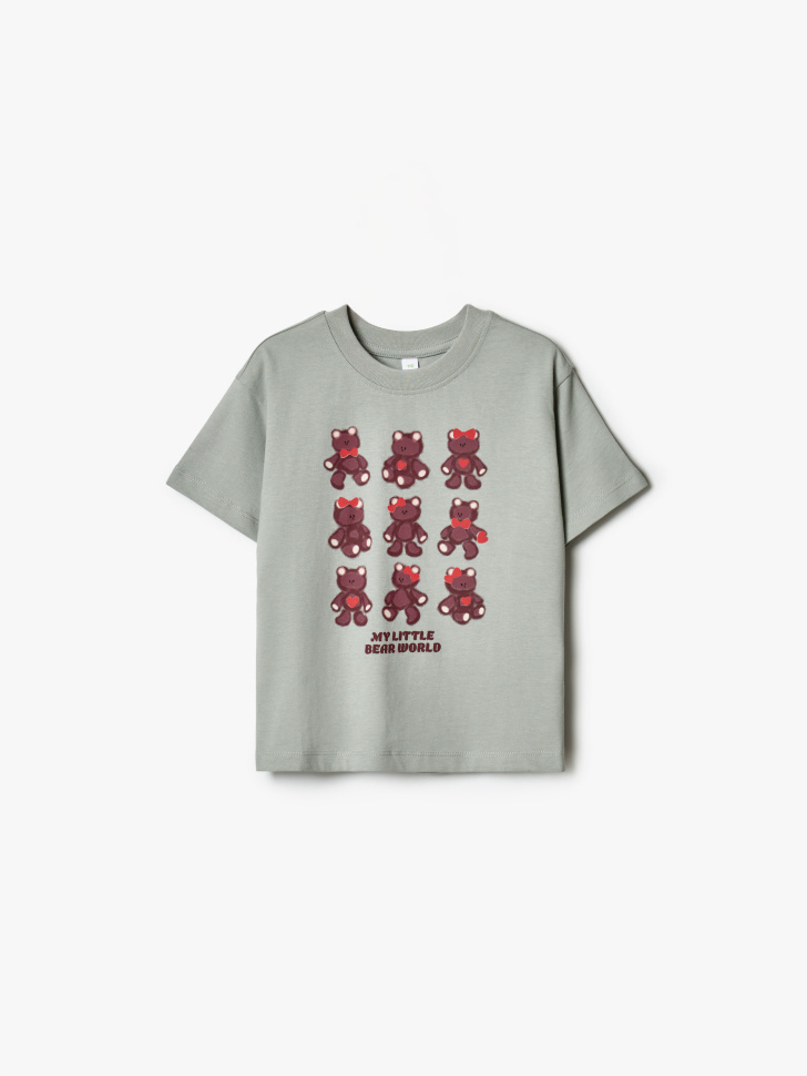 Футболка Sela с принтом для девочек, серый, арт. 40767