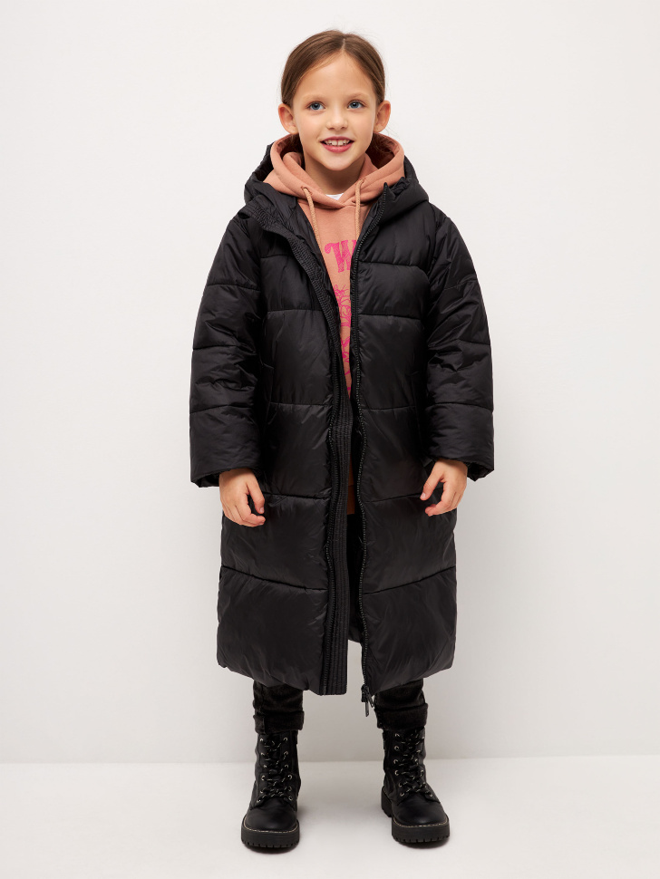 пальто для девочек (черный, 146) sela 4680129909994 - фото 1