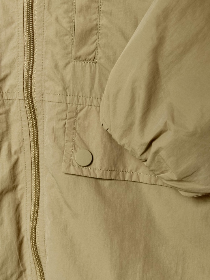 ветровка из нейлона с капюшоном для девочек из хлопка спереди