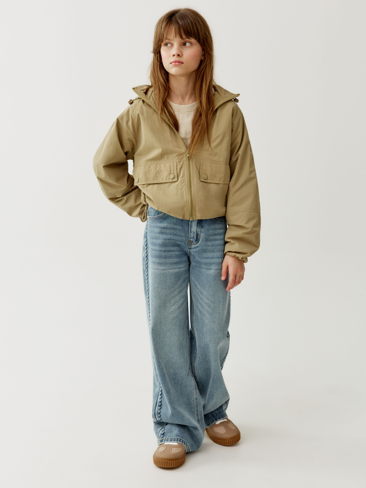 ветровка из нейлона с капюшоном для девочек от бренда sela вид слева