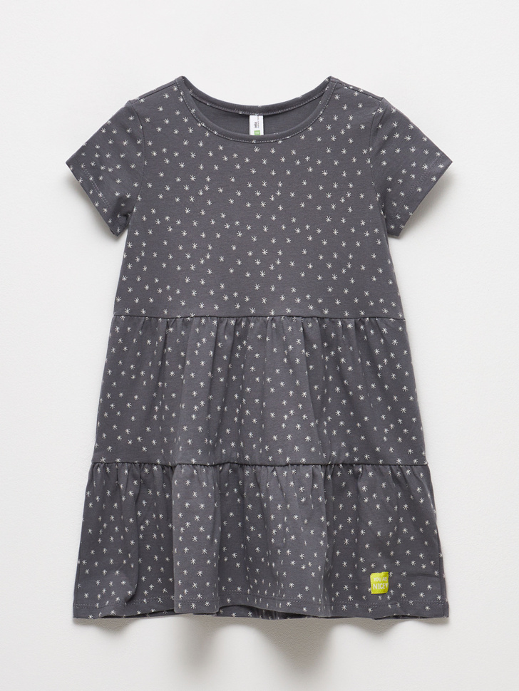 Трикотажное платье с принтом для девочек (серый, 116) sela 4680168019067 - фото 1