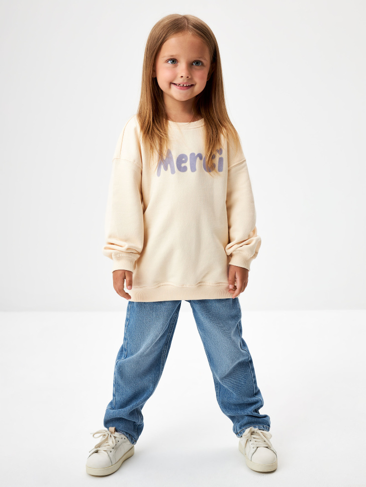 

Джинсы Mom fit на резинке для девочек
