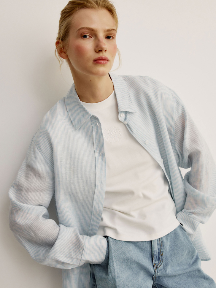 Рубашка оверсайз Sela, голубой, арт. 52374