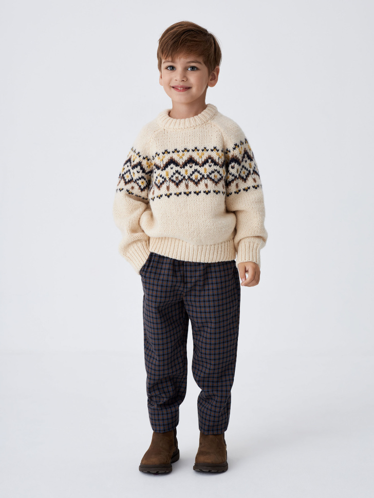 

Прямые брюки в клетку для мальчиков, Принт