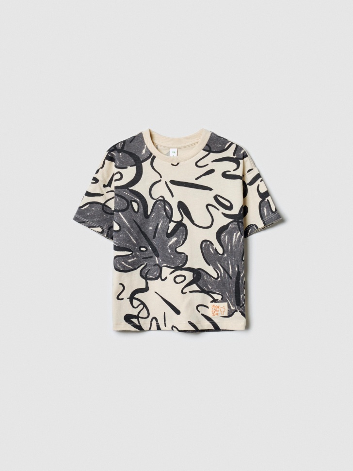 Футболка оверсайз Sela с принтом, бежевый, арт. 53581