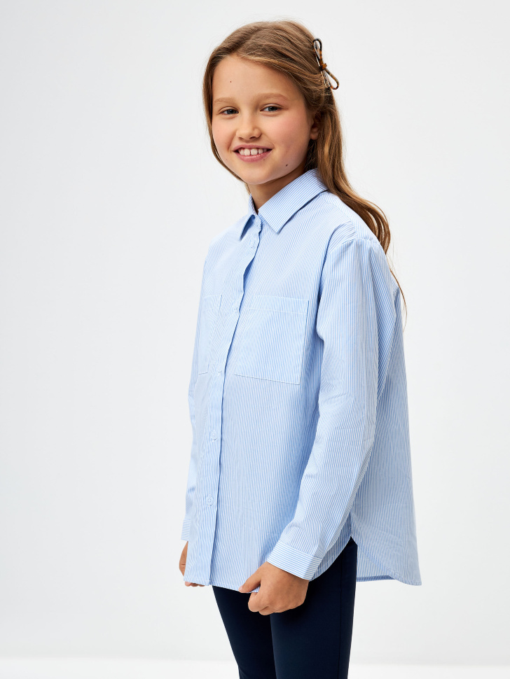 

Рубашка с накладными карманами для девочек, 3808050534