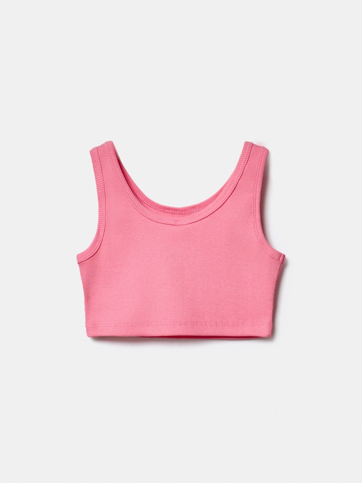 укороченный топ в рубчик девочек от бренда sela вид слева