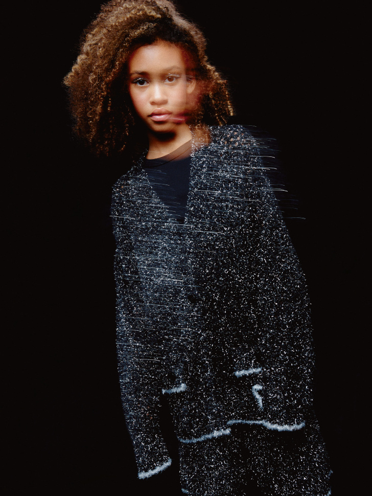 

Вязаный кардиган с люрексом для девочек, SL5811050605