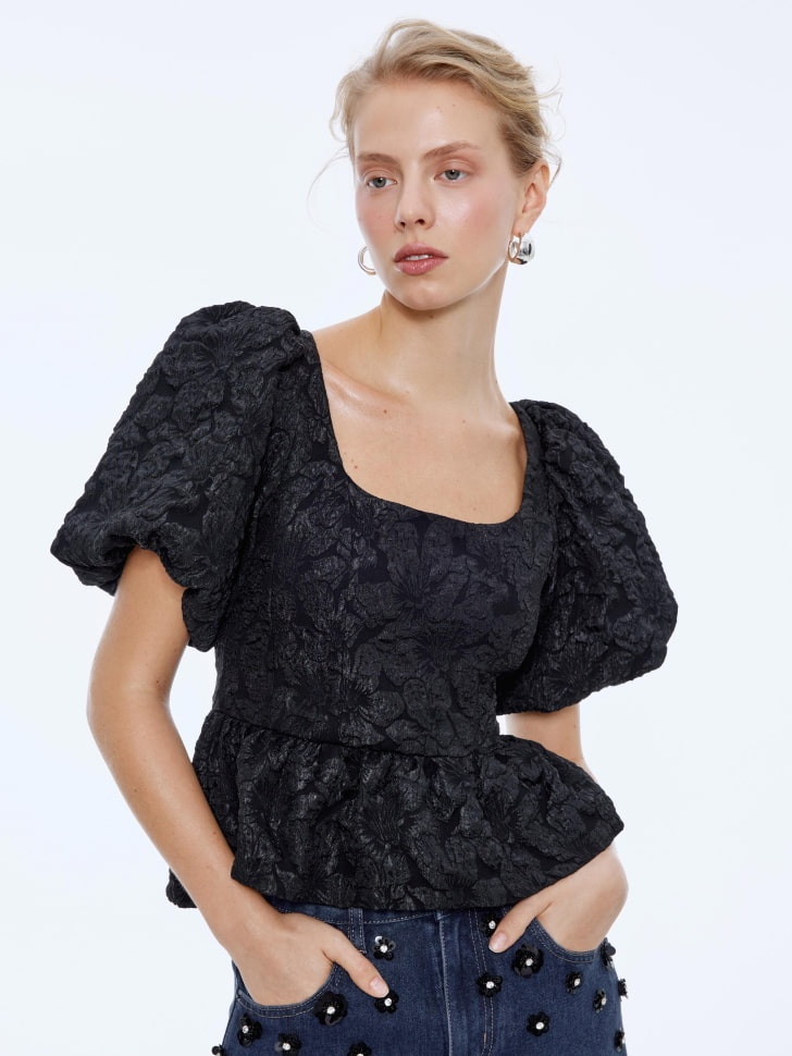 блуза из тафты с жаккардовым принтом 4610517050625 фотография