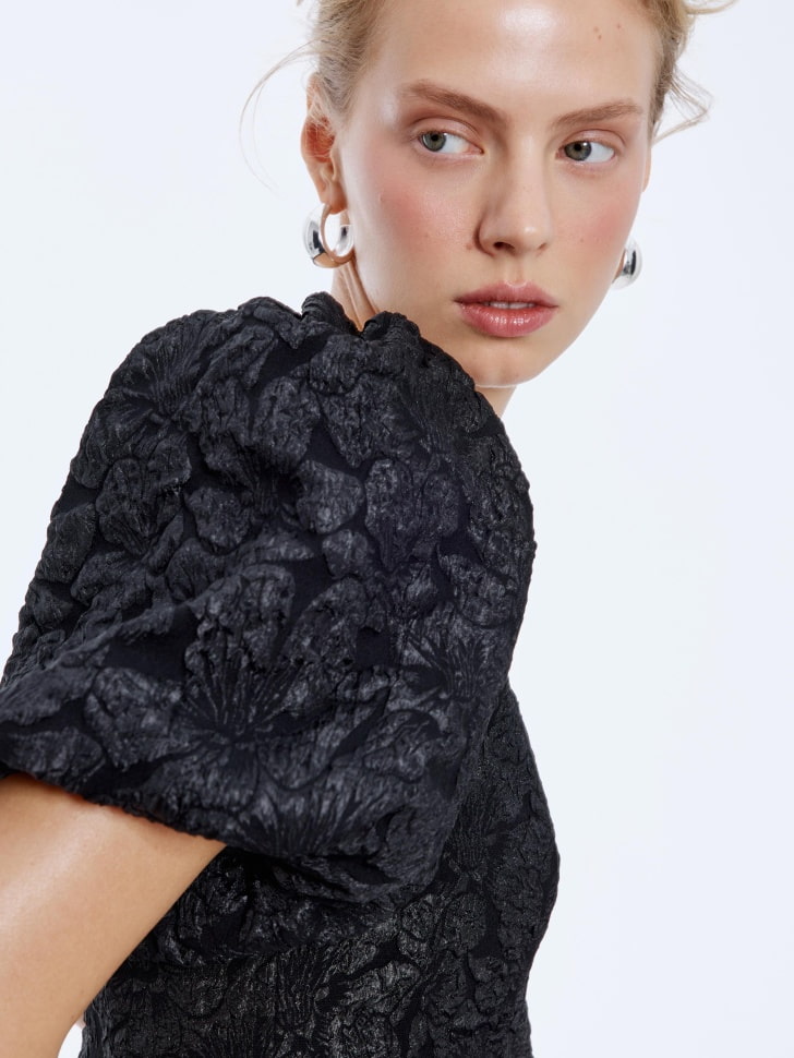 блуза из тафты с жаккардовым принтом 4610517050625 в интернет магазине