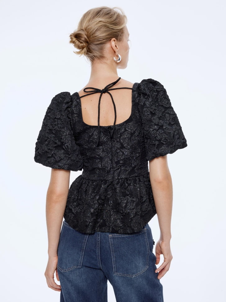 блуза из тафты с жаккардовым принтом 4610517050625 с промокодом