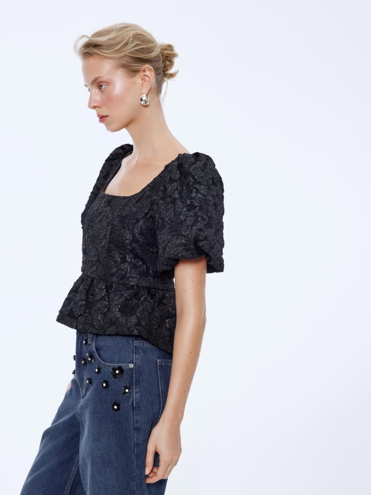 блуза из тафты с жаккардовым принтом 4610517050625 по низкой цене