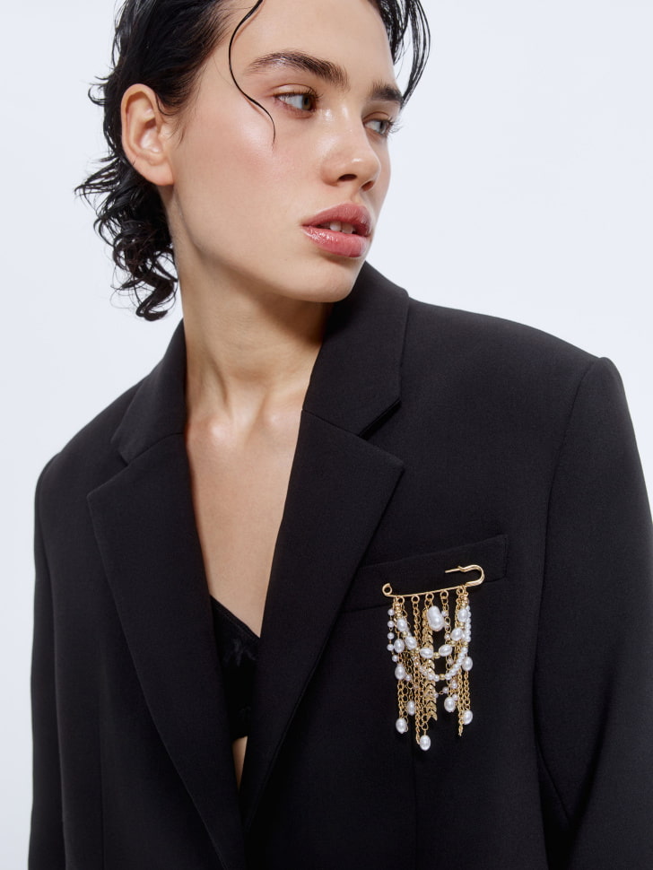 Брошь-булавка с подвесками, разноцветный, арт. 15734