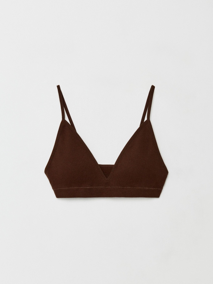 Базовый бюстгальтер-топ Sela в рубчик, коричневый, арт. 33682