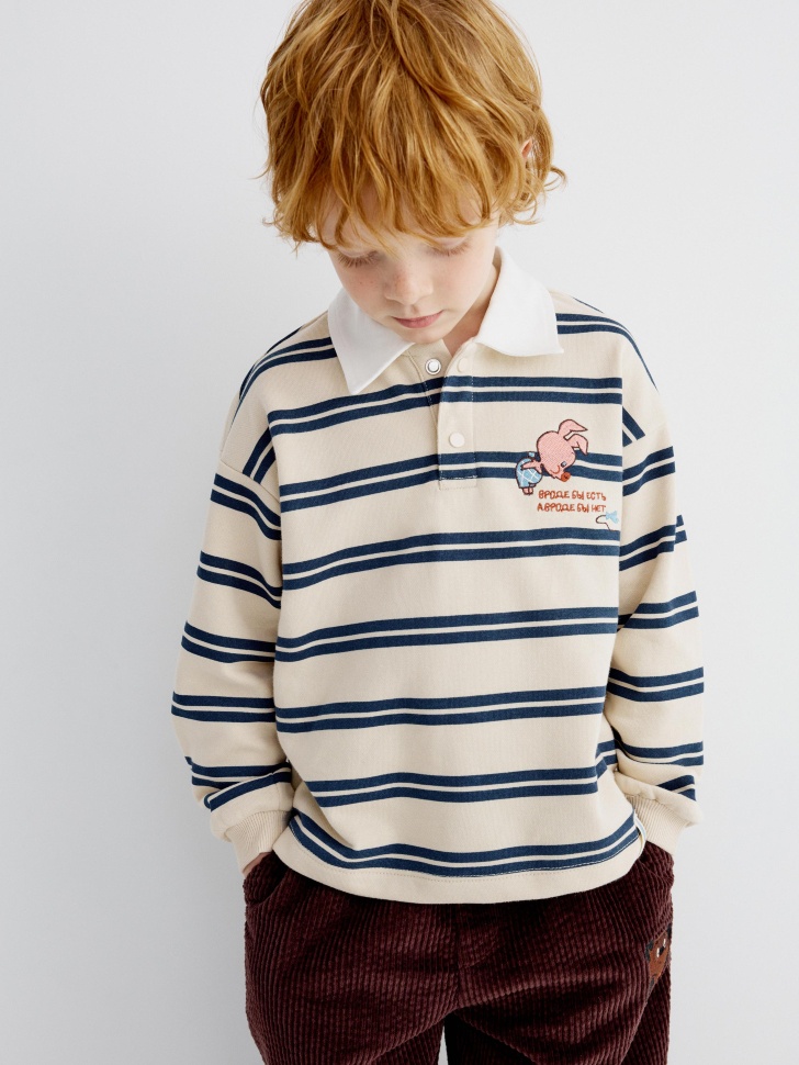 Детское трикотажное поло SELA x Союзмультфильм, разноцветный, арт. 35121