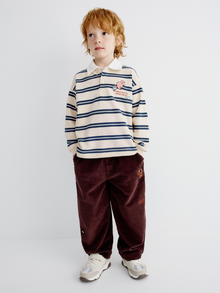 детское трикотажное поло с вышивкой  x союзмультфильм от бренда sela вид слева