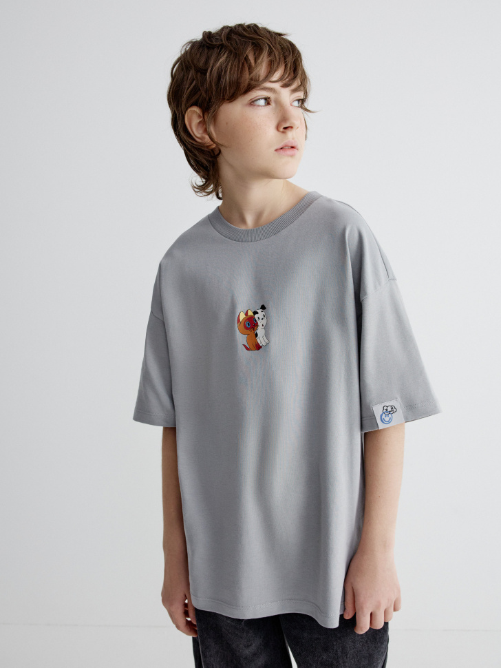 Футболка оверсайз для мальчиков SELA X Союзмультфильм, серый, арт. 35119
